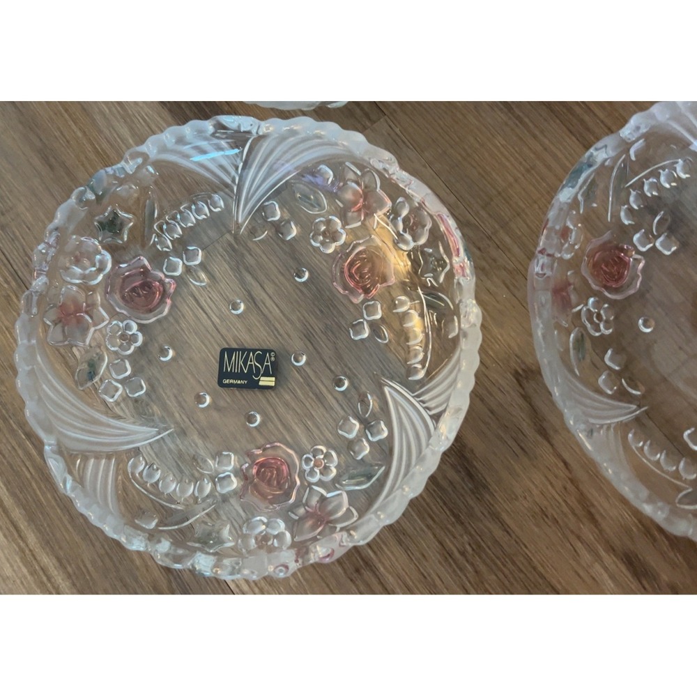 Set of 4 Vintage Mikasa pink floral cake plates - excellent condition - Picture 7 of 13